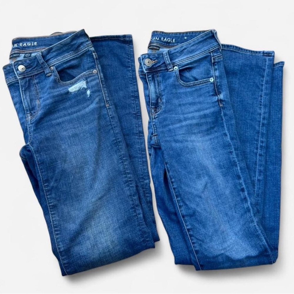 American eagle bundle flare bootcut stretchy blue Jeans long length